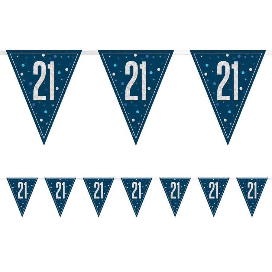 21st Birthday Navy Blue Bunting