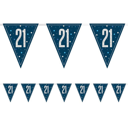 21st Birthday Navy Blue Bunting