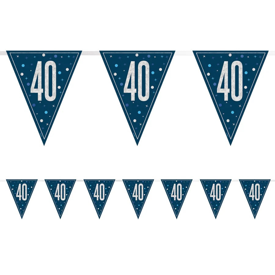 40th Birthday Navy Blue Bunting