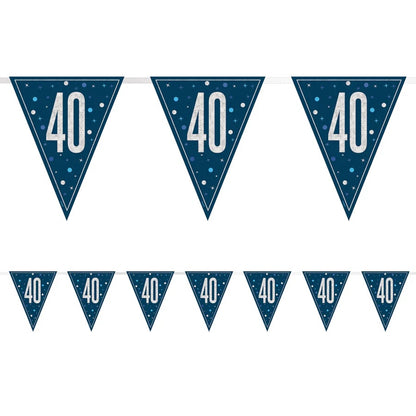 40th Birthday Navy Blue Bunting