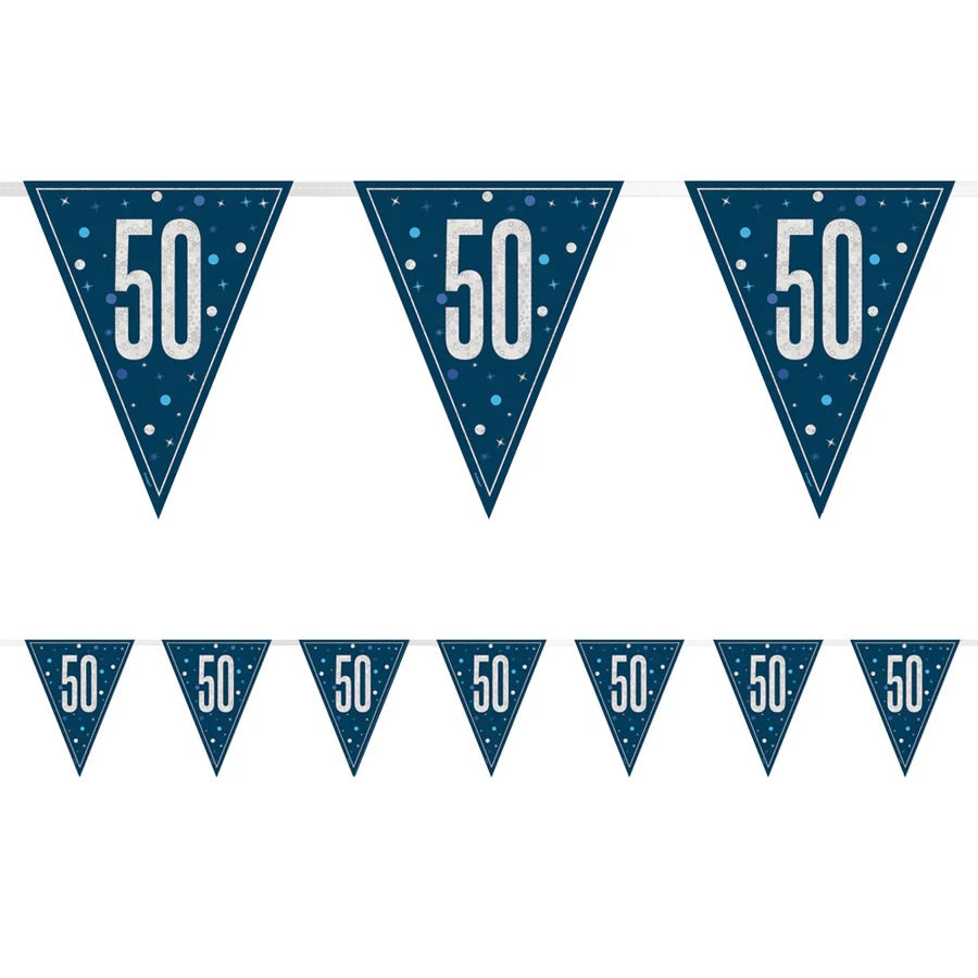 50th Birthday Navy Blue Bunting