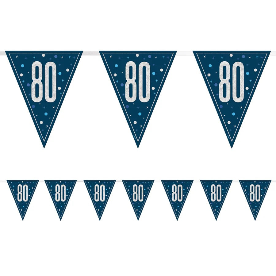 80th Birthday Navy Blue Bunting