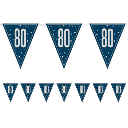 80th Birthday Navy Blue Bunting