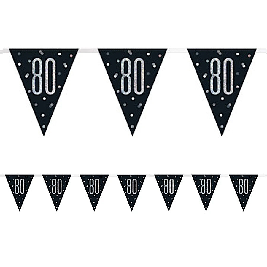 80th Birthday Black Bunting