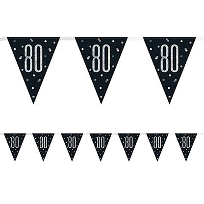 80th Birthday Black Bunting