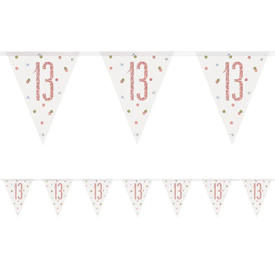 13th Birthday Rose Gold Sparkling Bunting