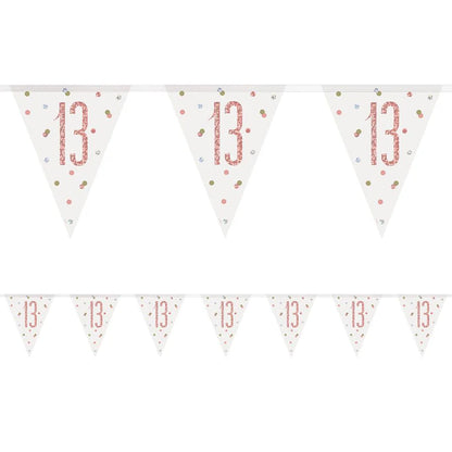 13th Birthday Rose Gold Sparkling Bunting