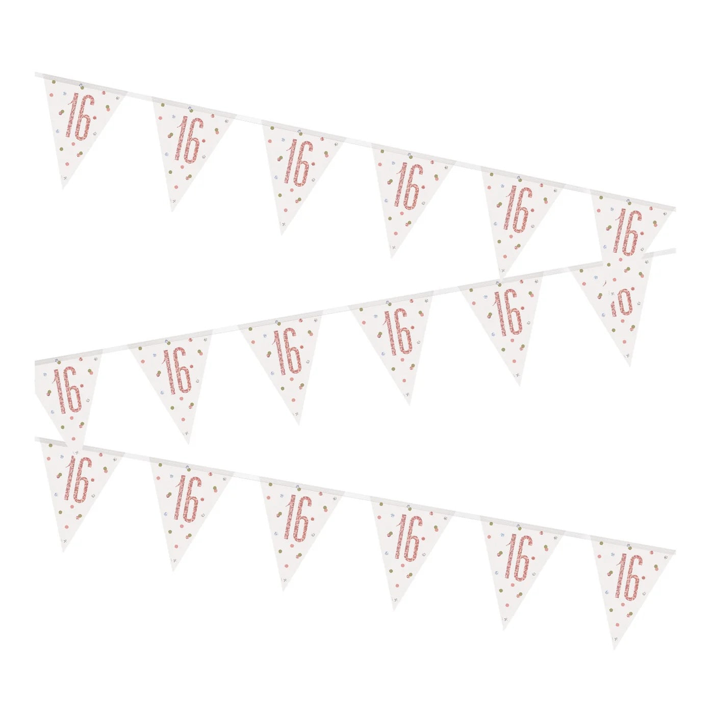 16th Birthday Rose Gold Sparkling Bunting