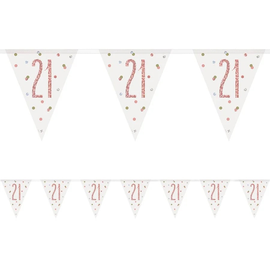 21st Birthday Rose Gold Sparkling Bunting
