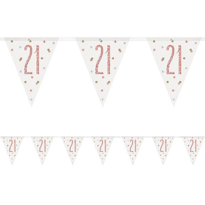21st Birthday Rose Gold Sparkling Bunting