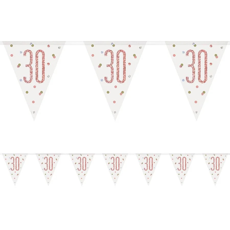 30th Birthday Rose Gold Sparkling Bunting
