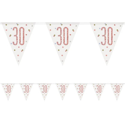 30th Birthday Rose Gold Sparkling Bunting