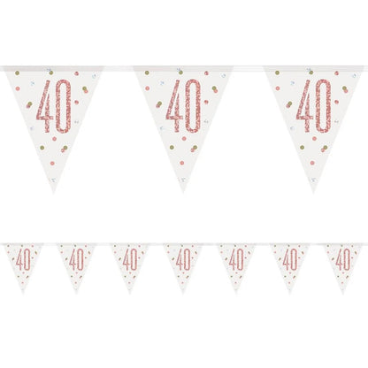 40th Birthday Rose Gold Sparkling Bunting