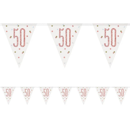 50th Birthday Rose Gold Sparkling Bunting