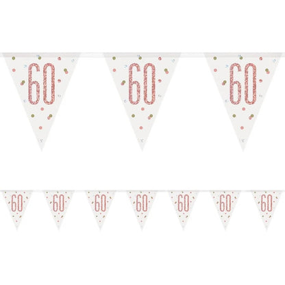 60th Birthday Rose Gold Sparkling Bunting