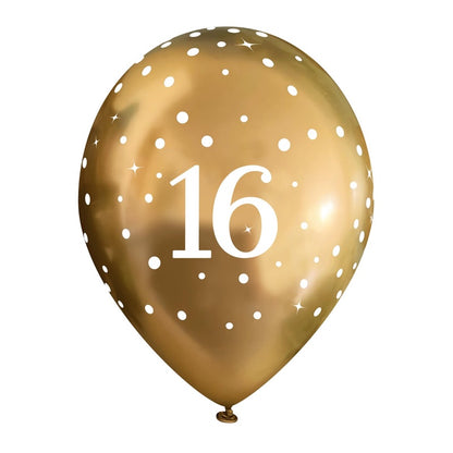16th Birthday Metallic Gold Balloons