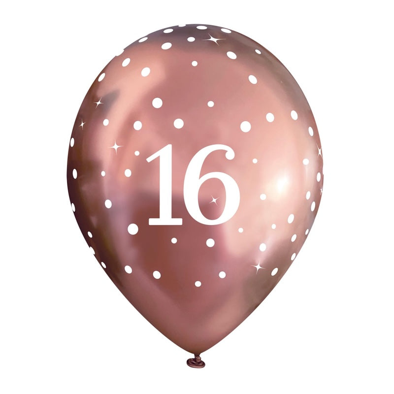 16th Birthday Metallic Rose Gold Balloons