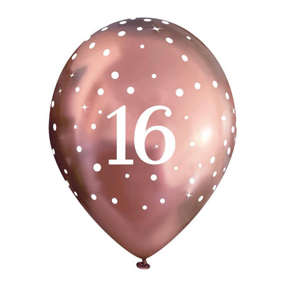 16th Birthday Metallic Rose Gold Balloons
