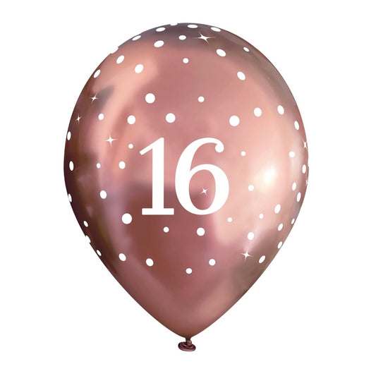 16th Birthday Metallic Rose Gold Balloons