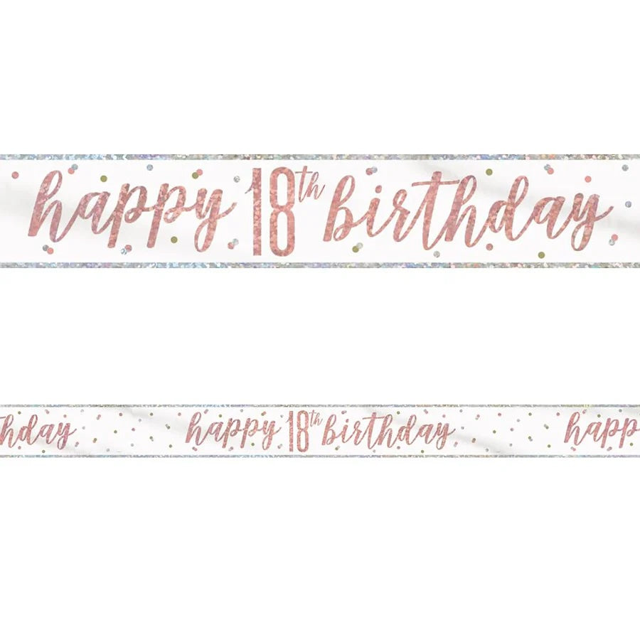 18th Birthday Rose Gold Sparkling Banner