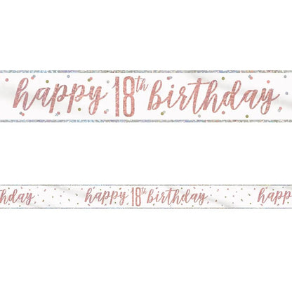 18th Birthday Rose Gold Sparkling Banner