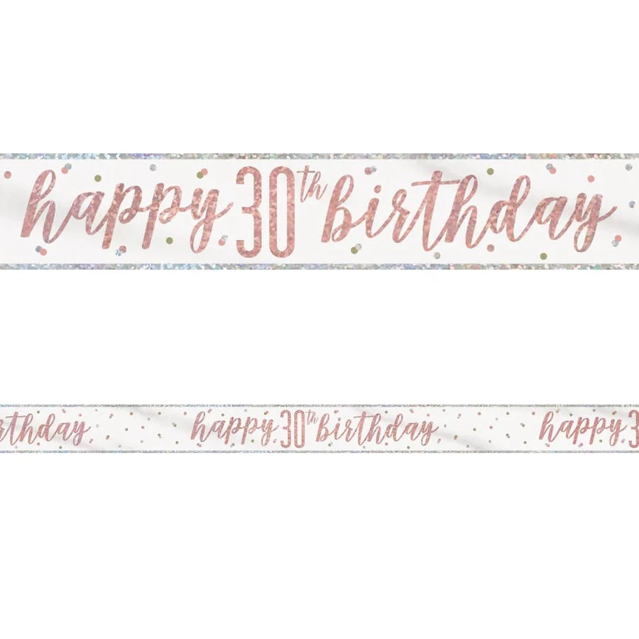 30th Birthday Rose Gold Sparkling Banner