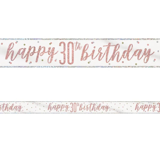 30th Birthday Rose Gold Sparkling Banner