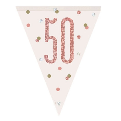 50th Birthday Rose Gold Sparkling Bunting