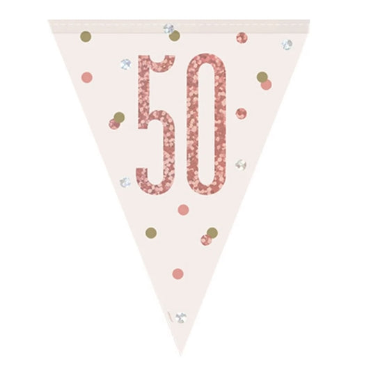 50th Birthday Rose Gold Sparkling Bunting