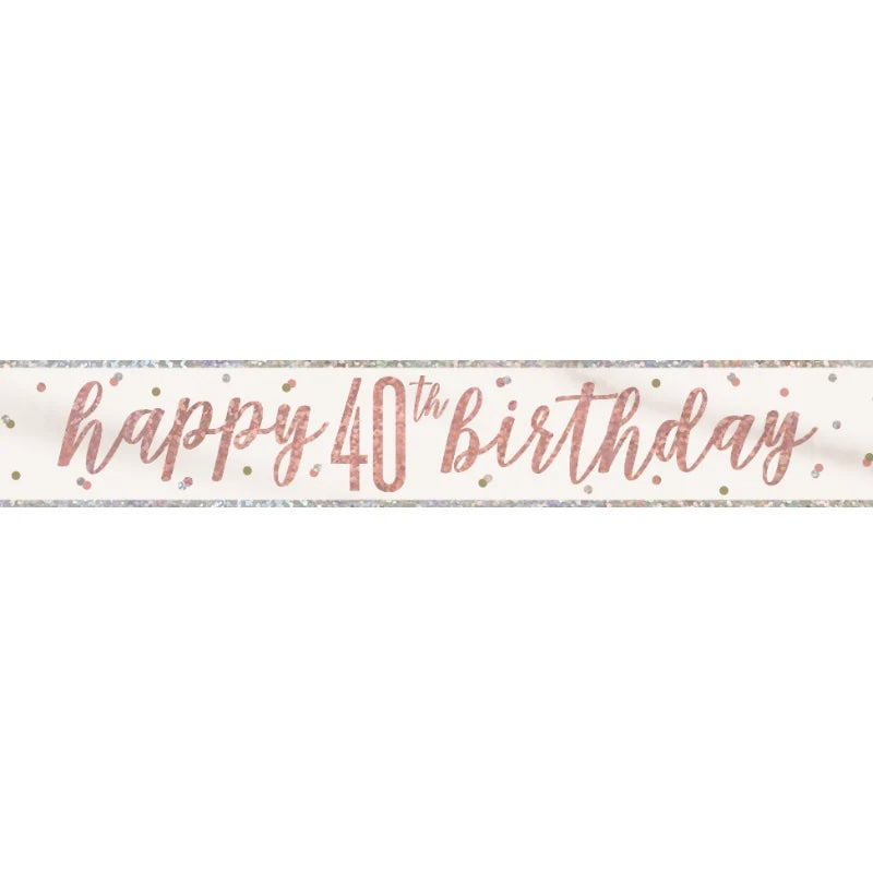40th Birthday Rose Gold Sparkling Banner