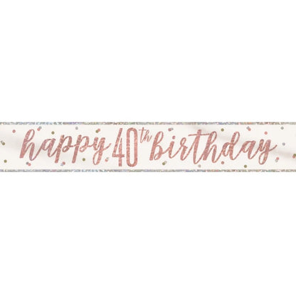 40th Birthday Rose Gold Sparkling Banner