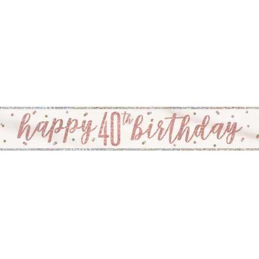 40th Birthday Rose Gold Sparkling Banner
