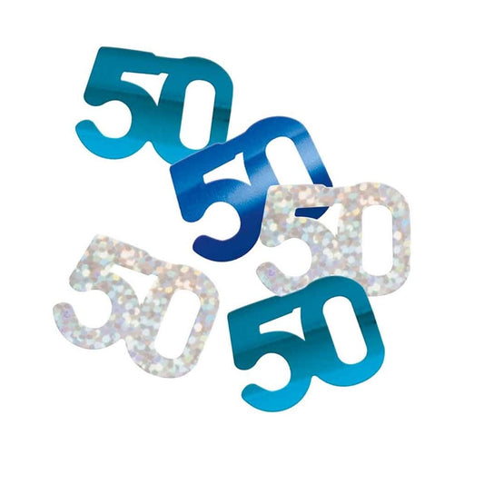 50th Birthday Blue Mixed Table Confetti