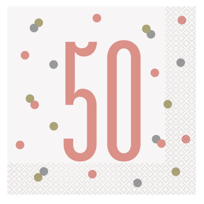 50th Birthday Rose Gold Napkins