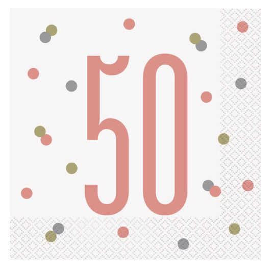 50th Birthday Rose Gold Napkins