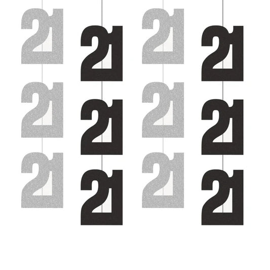 21st Birthday Black & Silver Hanging Strings