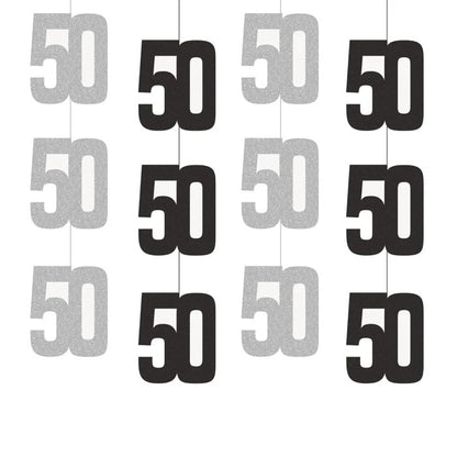 50th Birthday Black & Silver Hanging Strings