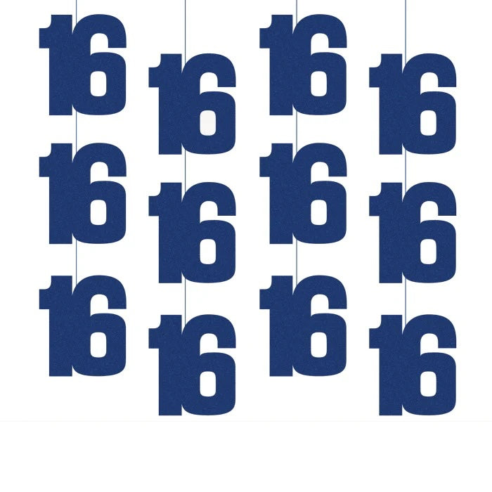 16th Birthday Blue Hanging Strings