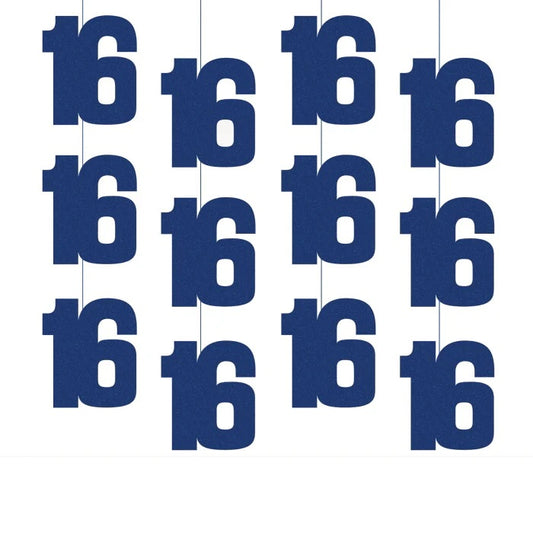 16th Birthday Blue Hanging Strings