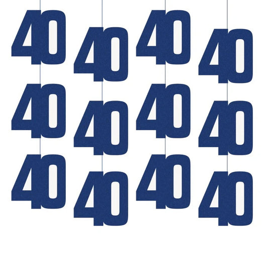 40th Birthday Blue Hanging Strings