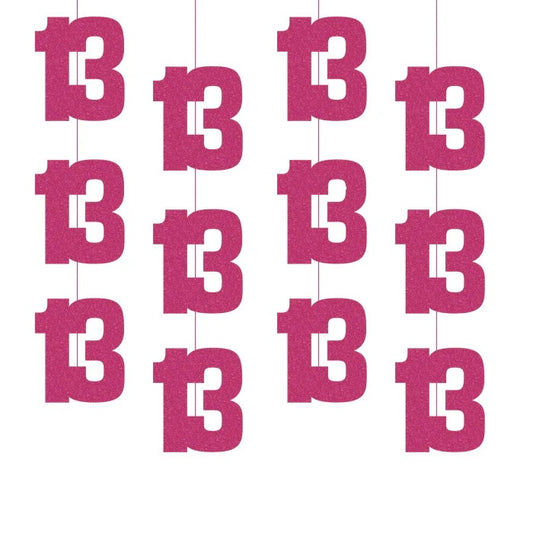 13th Birthday Pink Hanging Strings