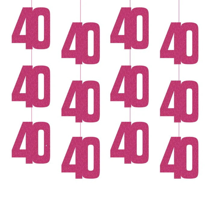 40th Birthday Pink Hanging Strings