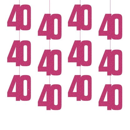 40th Birthday Pink Hanging Strings