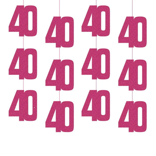 40th Birthday Pink Hanging Strings