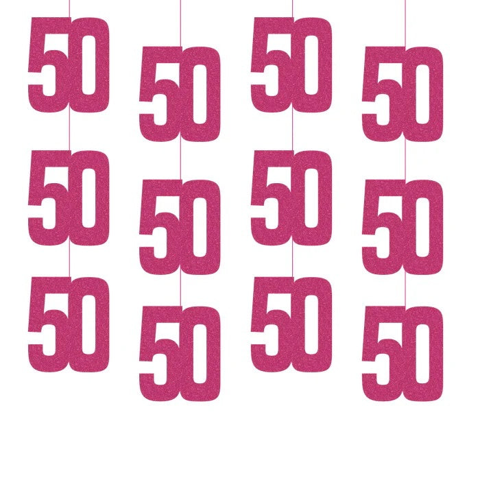 50th Birthday Pink Hanging Strings