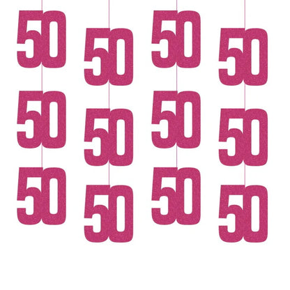 50th Birthday Pink Hanging Strings