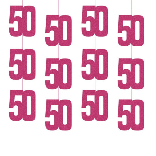50th Birthday Pink Hanging Strings