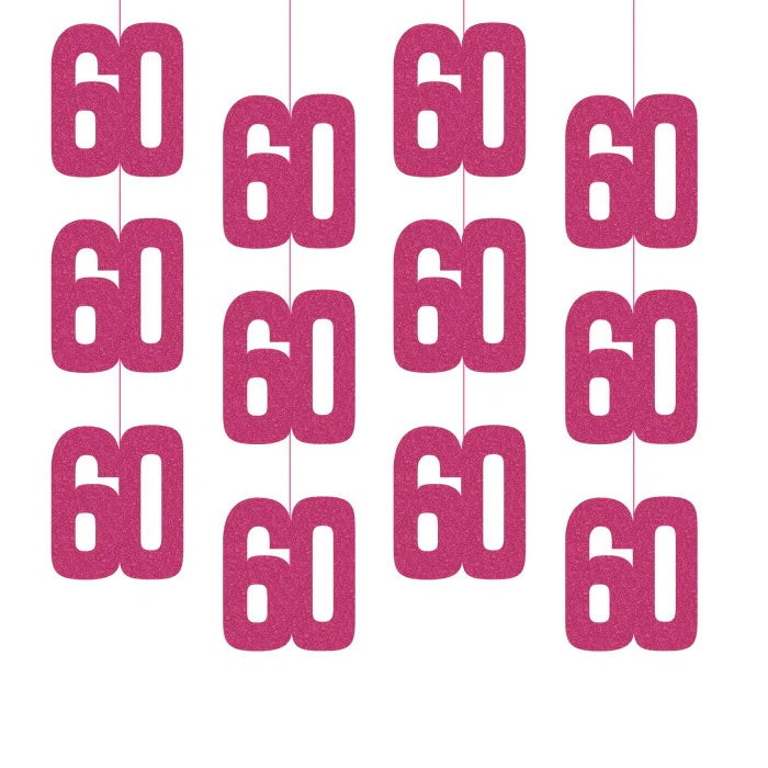 60th Birthday Pink Hanging Strings