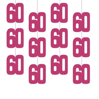 60th Birthday Pink Hanging Strings
