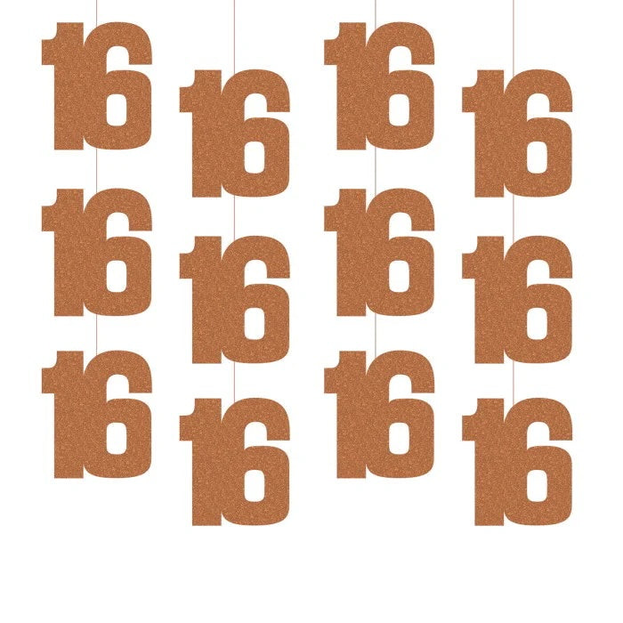 16th Birthday Rose Gold Hanging Strings